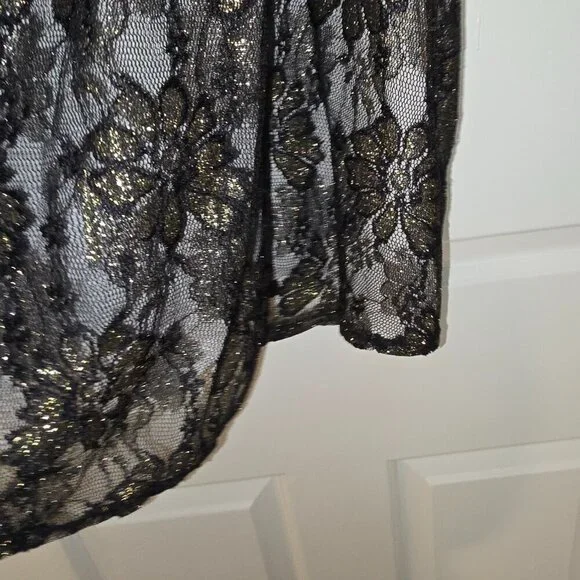 Y2K Rue 21 Black Gold Layered sleeveless blouse party holiday cocktail large - Picture 7 of 7